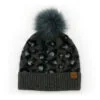 Britt’s Knits Black Snow Leopard Women's Knit Pom Hat -Hallmark Shop Black Snow Leopard Womens Knit Pom Hat BKSLHATBLK 01