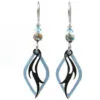 Black And Blue Diamond Layered Metal Drop Earrings -Hallmark Shop Black and Blue Diamond Metal Drop Earrings NE1770 01