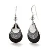 Silver Forest Black And Silver-Tone Layered Metal Teardrop Earrings