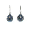 Silver Forest Blue Small Teardrop With Flower Layered Drop Earrings -Hallmark Shop Blue and Silver Flower Teardrop Layered Earrings NE1821D 01