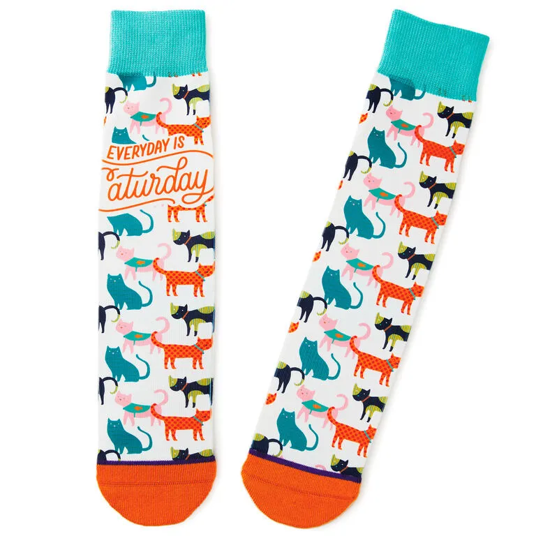 Hallmark Everyday Is Caturday Funny Crew Socks 3 Hallmark Everyday Is Caturday Funny Crew Socks