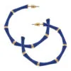 Celeste Blue Enamel Bamboo Hoop Earrings