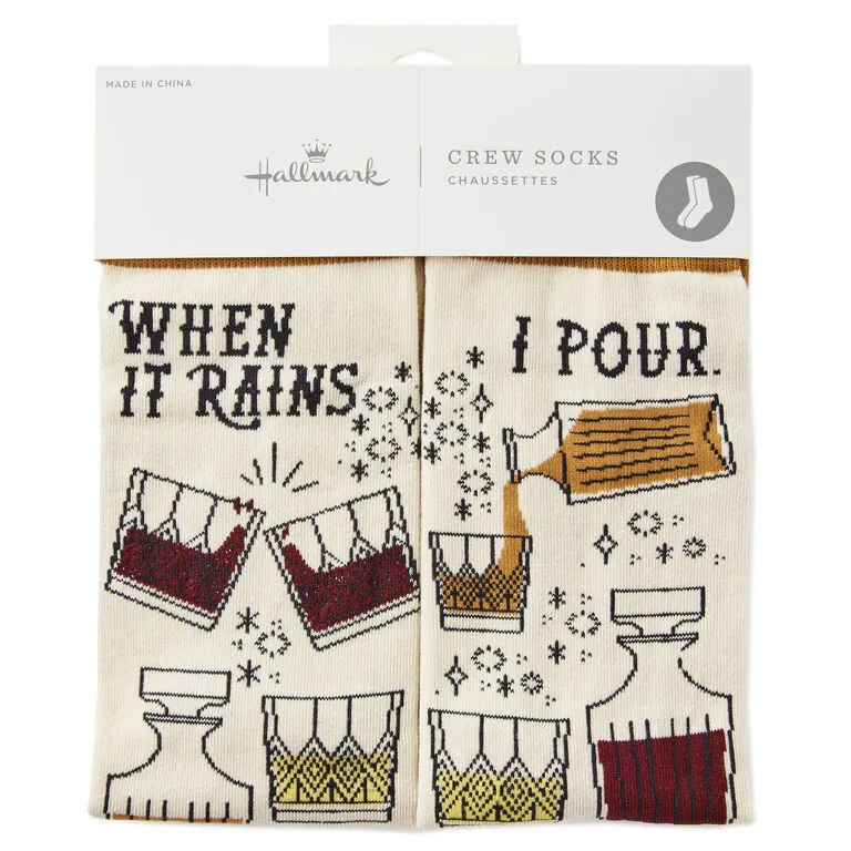 Hallmark When It Rains, I Pour Funny Crew Socks 4 Hallmark When It Rains, I Pour Funny Crew Socks - Image 2