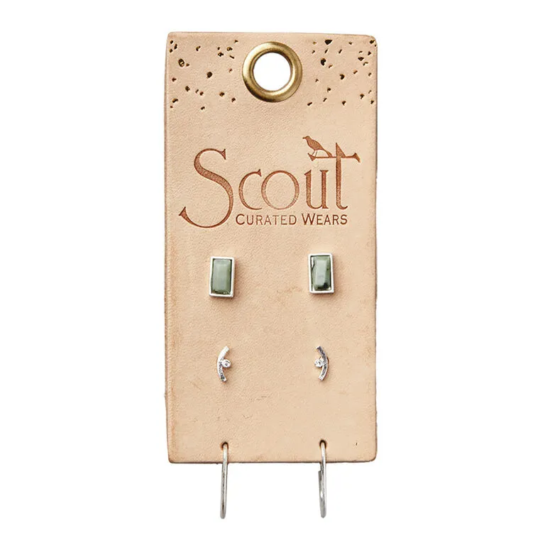 African Turquoise And Silver Courtney Earring Stud Trio 3 African Turquoise And Silver Courtney Earring Stud Trio