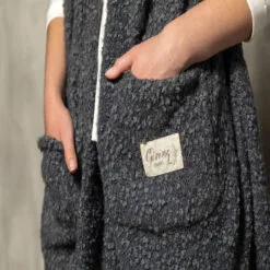 Demdaco Charcoal Giving Shawl -Hallmark Shop Dark Gray Plush Shawl with Pockets 1004440085 05