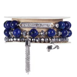 Soul Stacks Enjoy The Journey Beaded Stretch Bracelets, Set Of 3 8 Soul Stacks Enjoy The Journey Beaded Stretch Bracelets, Set Of 3 -Hallmark Shop Enjoy the Journey BlueSilver Beaded Stretch Bracelets STXJRN 03