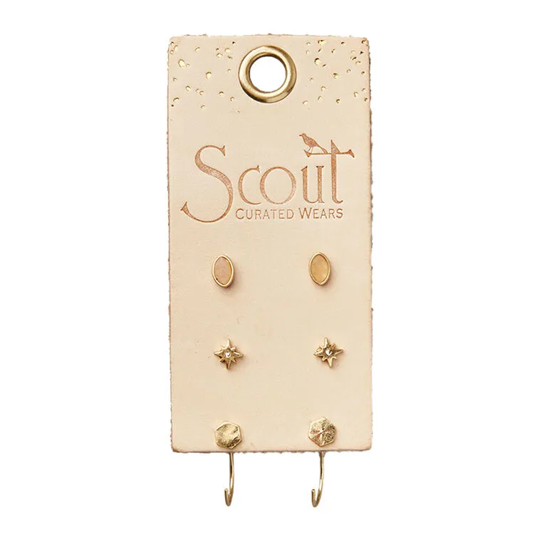 Sunstone And Gold Gabby Earring Stud Trio 3 Sunstone And Gold Gabby Earring Stud Trio