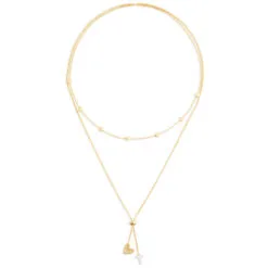 Heart And Cross Charms Giving Necklace, 35" -Hallmark Shop Gold Heart and Silver Cross Charms Layered Necklace 1004440103 03