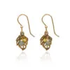 Silver Forest Gold-Tone Open Leaf Beaded Metal Drop Earrings