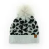 Britt’s Knits Gray Snow Leopard Women's Knit Pom Hat -Hallmark Shop Gray Snow Leopard Womens Knit Pom Hat BKSLHATGRY 01
