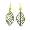 Silver Forest Metal Open Leaf Drop Earrings -Hallmark Shop Green Open Leaf Metal Drop Earrings NE0677A 01