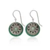 Silver Forest Green Stone And Silver-Tone Metal Flower Layered Drop Earrings -Hallmark Shop Green Stone and Metal Flower Layered Drop Earrings NE0277D 01