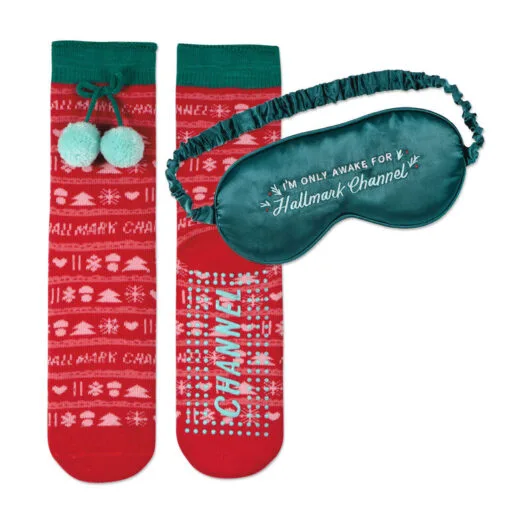 Hallmark Channel Cozy Socks And Sleep Mask Gift Set -Hallmark Shop Hallmark Channel Cozy Socks and Sleep Mask Gift Set 1XKT3506 01