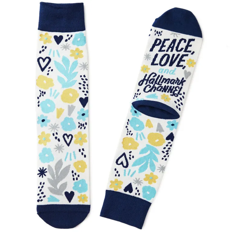 Hallmark Channel Peace & Love Novelty Crew Socks 3 Hallmark Channel Peace & Love Novelty Crew Socks
