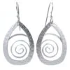 Hammered Silver Teardrop With Coil Metal Drop Earrings -Hallmark Shop Hammered Silver Teardrop With Coil Metal Drop Earrings NE1627 01