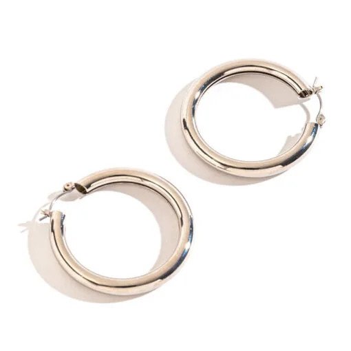 Howard's Jewelry Large Tube Silver Hoop Earrings -Hallmark Shop Large Tube Silver Hoop Earrings 10514 01