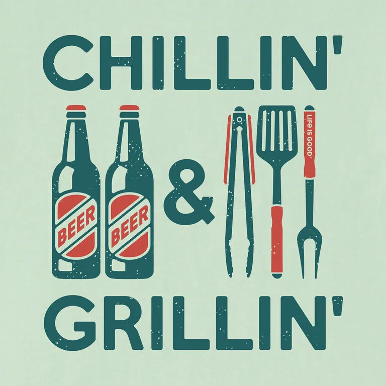 Life Is Good Chillin & Grillin Men's Light Green T-Shirt, Medium 4 Life Is Good Chillin & Grillin Men's Light Green T-Shirt, Medium - Image 2