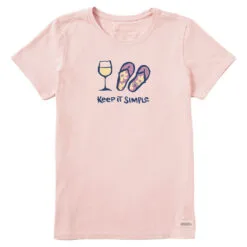 Life Is Good Keep It Simple Women's Pink T-Shirt, Small