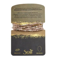 Morganite & Black Tourmaline Stone Of Love Beaded Wrap Jewelry