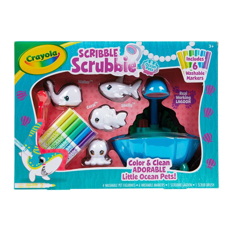 Crayola® Scribble Scrubbie Ocean Pets Lagoon Coloring Set 3 Crayola® Scribble Scrubbie Ocean Pets Lagoon Coloring Set
