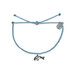 Pura Vida Orca Charm Sky Blue Bitty Braid Bracelet