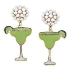 Pearl Cluster And Margarita Glass Drop Earrings