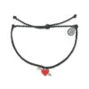 Pura Vida Lovestruck Silver Charm On Black Braided Bracelet 2 Pura Vida Lovestruck Silver Charm On Black Braided Bracelet -Hallmark Shop Pura Vida Black Bracelet With Heart Charm 37701BLCK 01