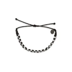 Pura Vida Black Woven Seed Bead Checkerboard Bracelet
