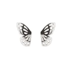 Pura Vida Fly Away Butterfly Wings Silver Stud Earrings