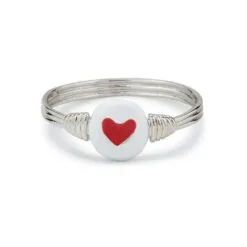 Pura Vida Silver Ring With Enamel Heart Bead, Size 6
