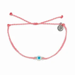 Pura Vida Eye Bead Charm On Pink Bracelet