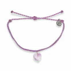 Pura Vida Stone Heart Amethyst Charm Bracelet