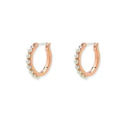 Pura Vida Rose Gold Pearl Pave Hoop Earrings