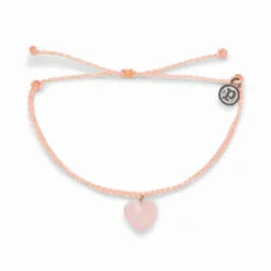 Pura Vida Stone Heart Rose Quartz Charm Bracelet