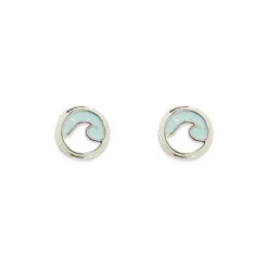 Pura Vida Enamel Wave Silver Stud Earrings