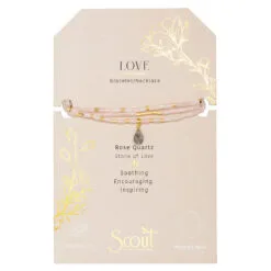 Gold, Rose Quartz And Labradorite Wrap Bracelet/Necklace With Teardrop Charm