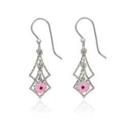Silver Forest Silver-Tone Cascading Diamonds With Flower Dangle Earrings