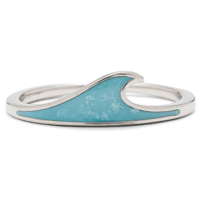 Pura Vida Silver Turquoise Wave Stacking Ring, Size 6 3 Pura Vida Silver Turquoise Wave Stacking Ring, Size 6