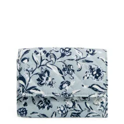 Vera Bradley RFID Riley Compact Wallet In Perennials Gray