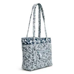 Vera Bradley Small Vera Tote Bag In Perennials Gray -Hallmark Shop Vera Bradley GrayNavy Floral Print Tote Bag 3746515290 02