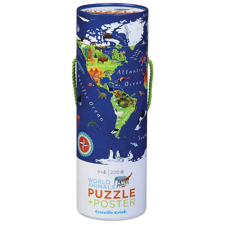 Crocodile Creek World Animals 200-Piece Puzzle And Poster Set 3 Crocodile Creek World Animals 200-Piece Puzzle And Poster Set