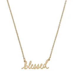 Worn Gold Julia Blessed Script Delicate Chain Necklace, 16"