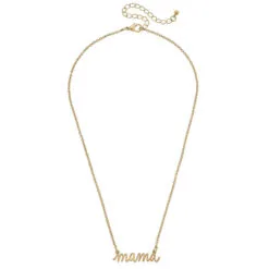 Worn Gold Mama Script Delicate Chain Necklace, 16" -Hallmark Shop Worn Gold Mama Script Chain Necklace 24264NGDMA 02